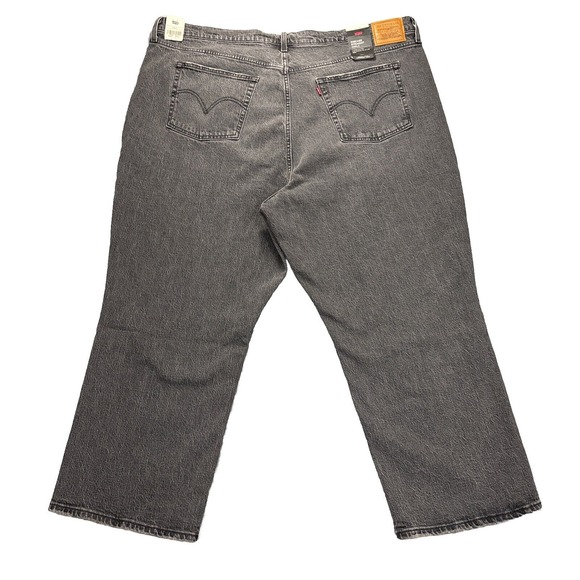 Levis Jeans Womens 24W Ribcage Straight Ankle Button Fly Charcoal Gray Denim NWT - Picture 1 of 16